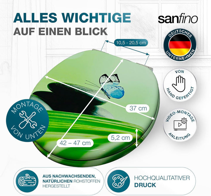 Premium WC Sitz mit Absenkautomatik – hochwertige Toilettendeckel aus Holz, viele bunte Motive, hohe