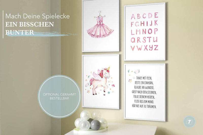 Papierschmiede® Kinderposter 4er Set, B2 (50x70 cm) Wanddeko, Geschenk für Mädchen Kinderzimmer Baby