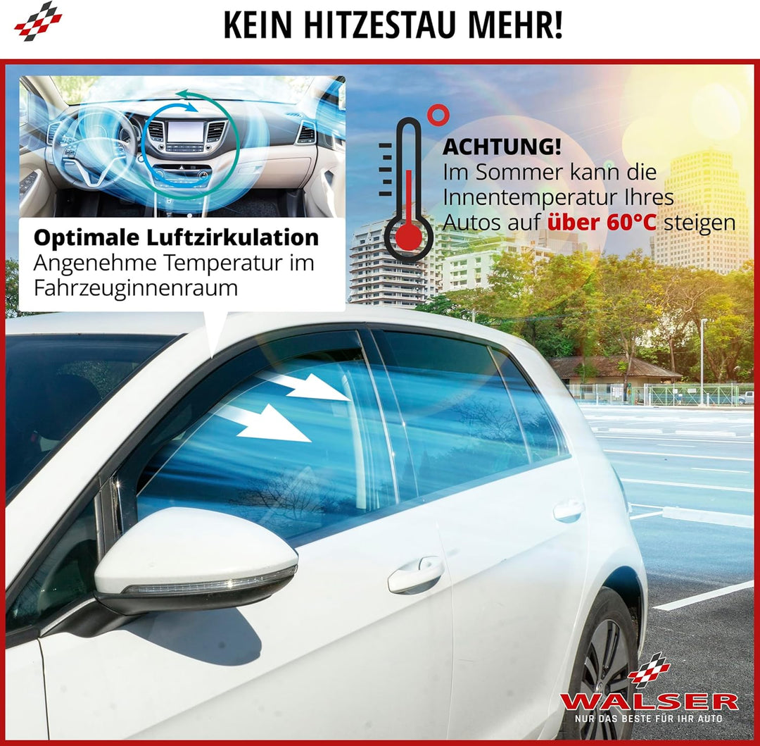 WALSER Premium Auto Windabweiser kompatibel mit VW Golf VII 08/2012-03/2021, Passform Regenabweiser