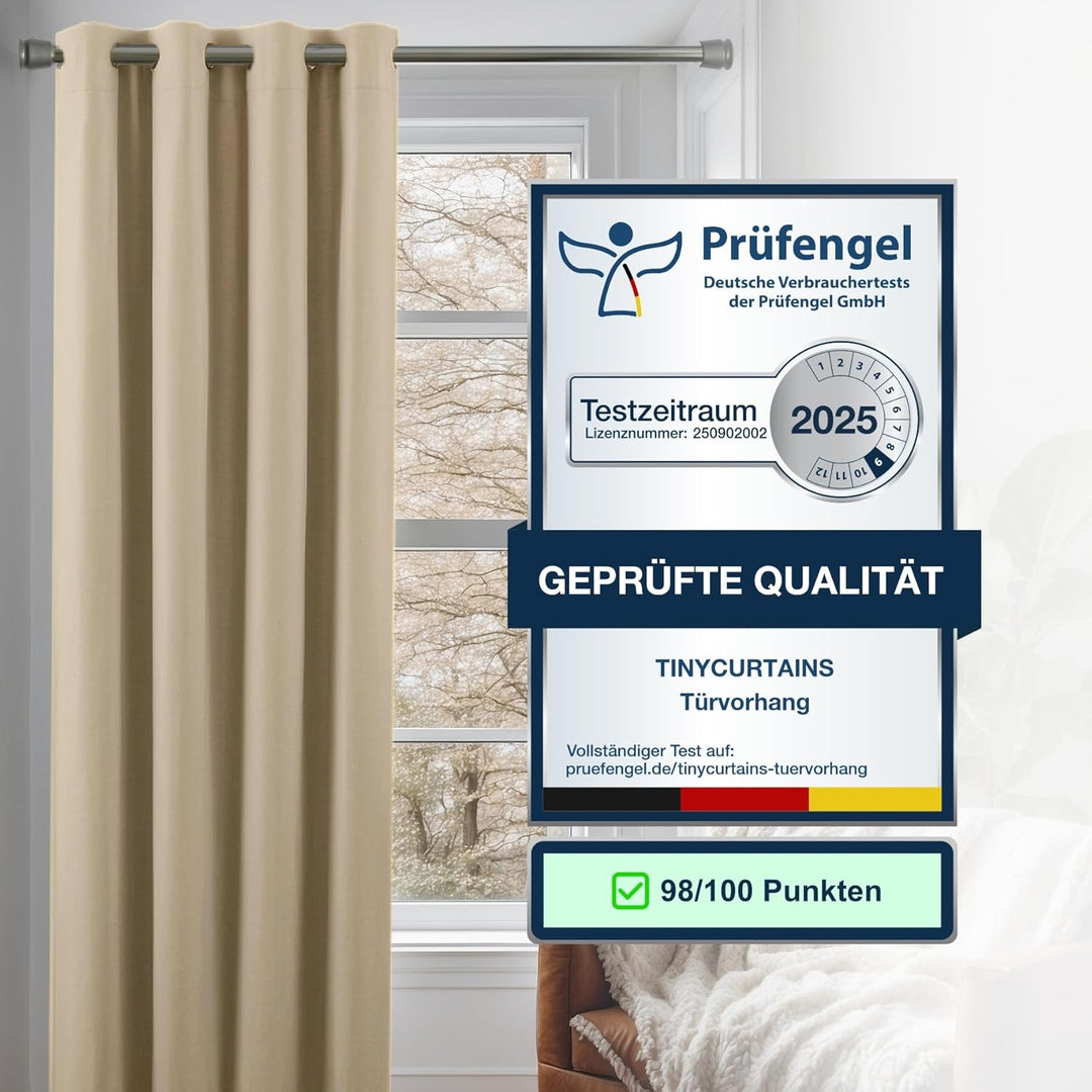 Thermo Türvorhang mit Vorhangstange & Magneten zum Abdichten, einfache Montage ohne Bohren in 1 Min