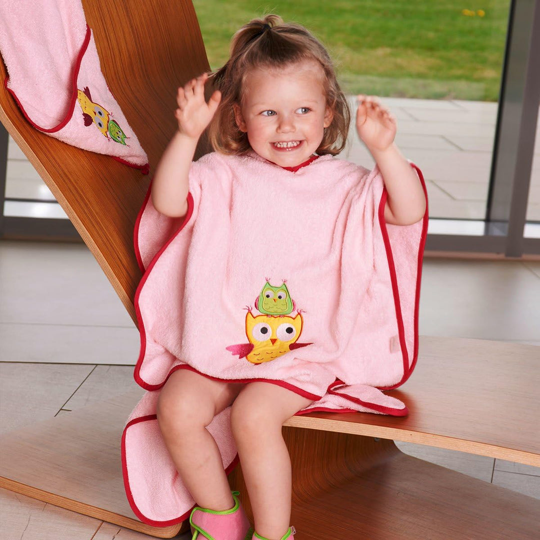 Playshoes Unisex Kinder Frottee-Poncho Bademantel Handtuch S (bis ca. 4 Jahre) Eule, S (bis ca. 4 Ja