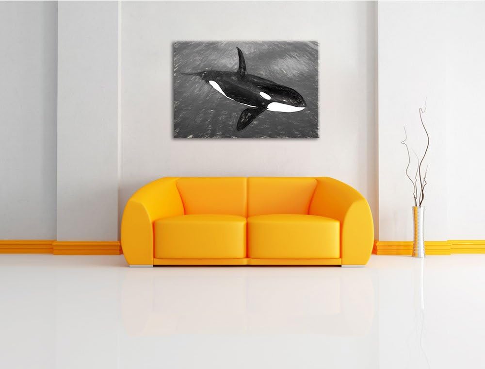 anmutiger Orca im Ozean Format: 100x70 auf Leinwand, XXL riesige Bilder fertig gerahmt mit Keilrahme
