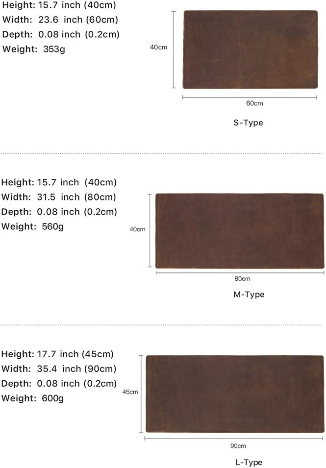 Contacts Echtes Leder Laptop 45X90 cm Schreibtisch Pads & Blotters Mauspad Tischmatte Kaffee (L), L