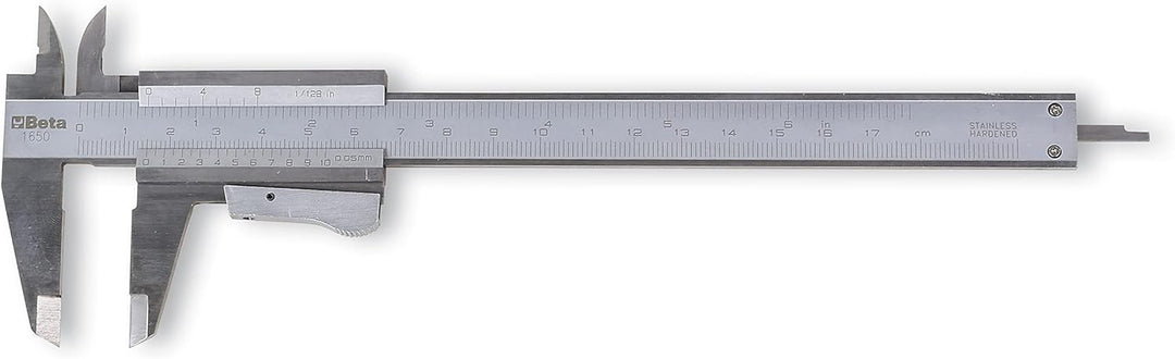 Beta 1650 Präzision Schieblehre 1/20 mm, Messchieber analog (Tool aus Metall, zweiseitiges Werkzeug