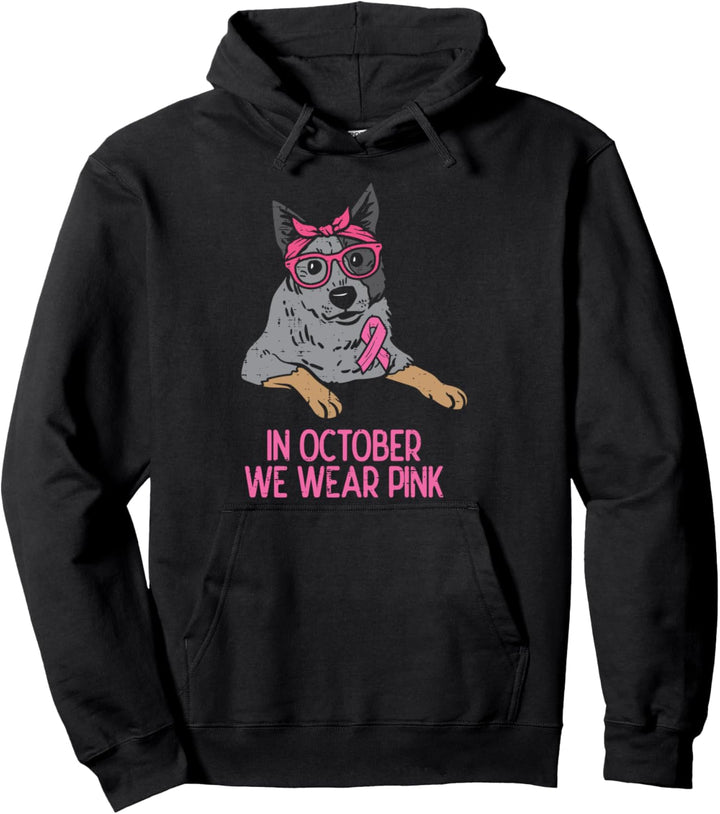 Im Oktober tragen wir das Bewusstsein von Pink Heeler bei Brustkrebs für Hunde Pullover Hoodie