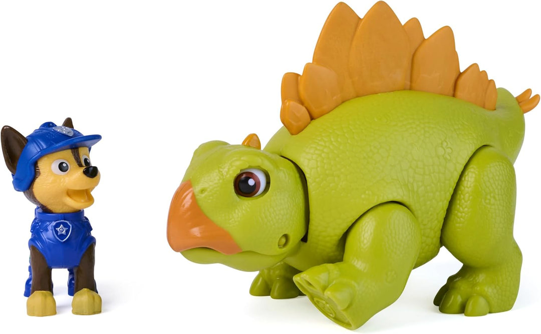 PAW PATROL: Der Dino Film, Roaring Pups, Chase-Figur & Stegosaurus-Dino, der durch Bewegung mit real