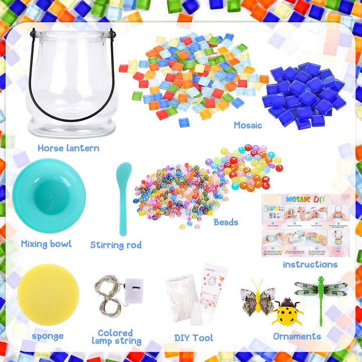 FORMIZON Mosaik Lampe Basteln, Mosaik Bastelset Kinder, Glasmosaik Kerzenhalter Kit für Heim Deko, D