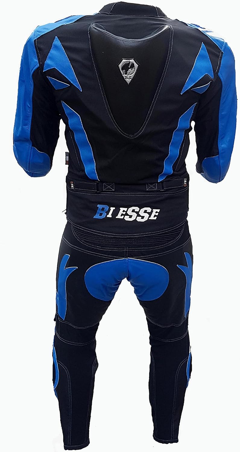 BI ESSE Motorradkombi Herren 2-teilig – Motorradanzug Leder & Textil, Jacke und Hose trennbar, verst