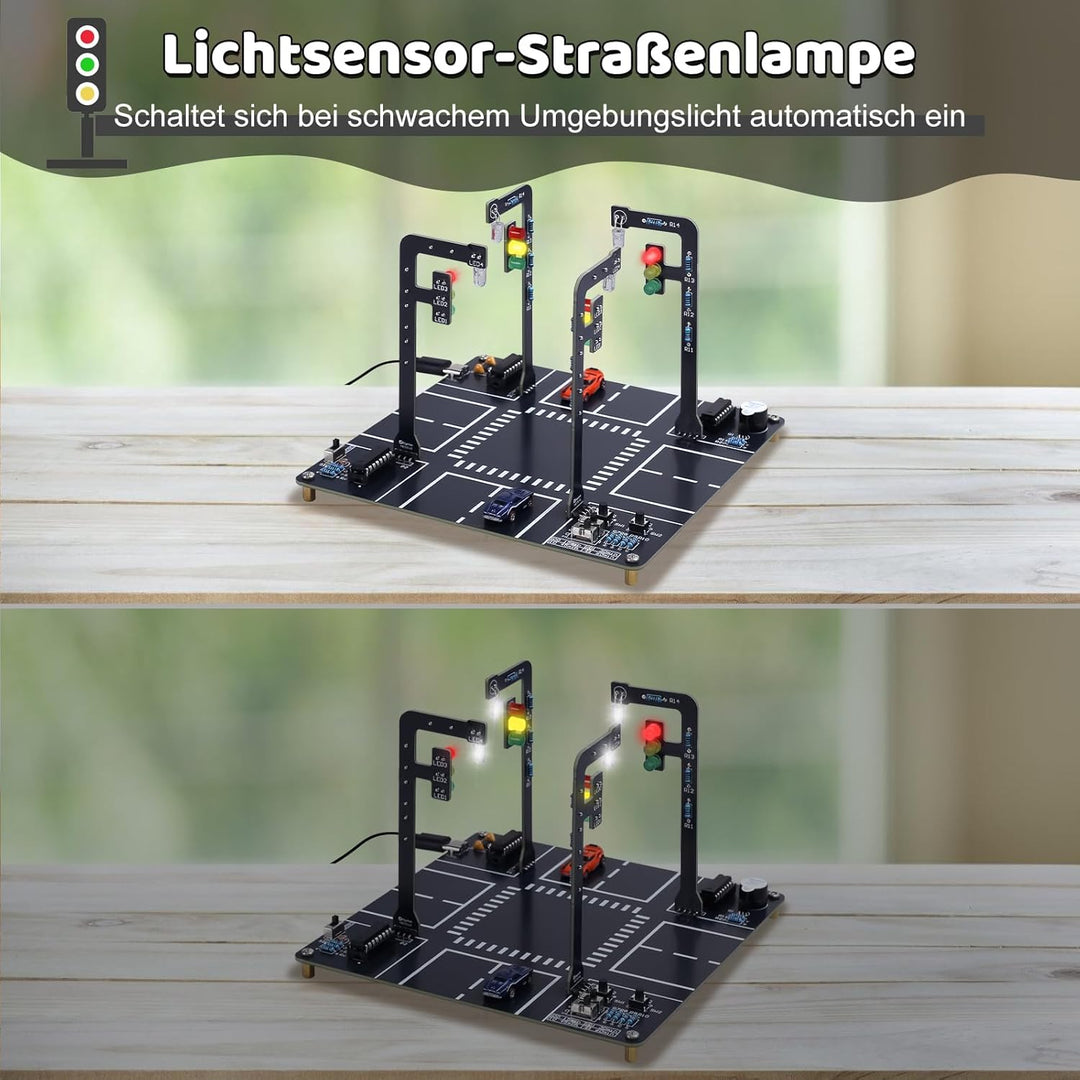 Verkehrsampel DIY Löt Bausatz, ElektoLoter LED Ampelanlage Lötprojekte mit Sound, STEM Ampel Elektro