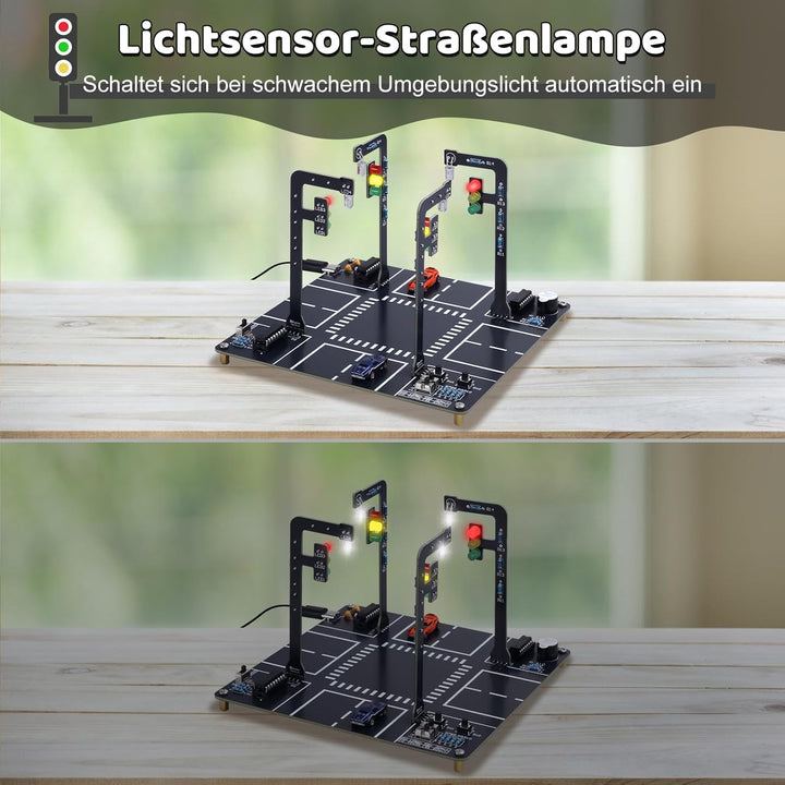 Verkehrsampel DIY Löt Bausatz, ElektoLoter LED Ampelanlage Lötprojekte mit Sound, STEM Ampel Elektro
