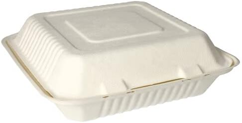 PAPSTAR - 1 x 300 Menüboxen aus Zuckerrohr ohne Fächer 8 cm x 25,5 cm x 25,5 cm weiss
