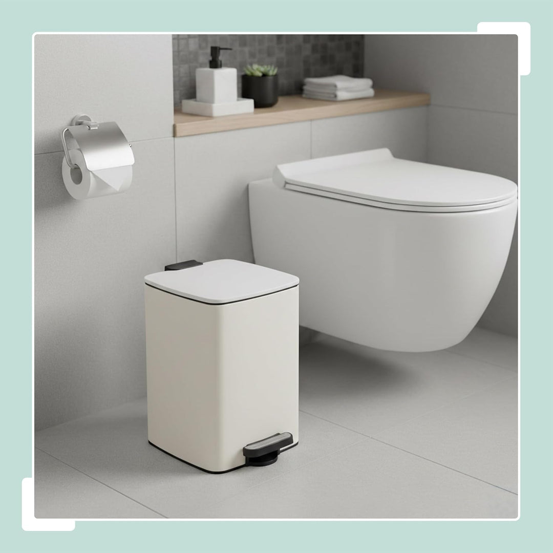 Relaxdays Mülleimer Küche, 12 Liter, Absenkautomatik, entnehmbarer Inneneimer, Mattes Metall, eckige