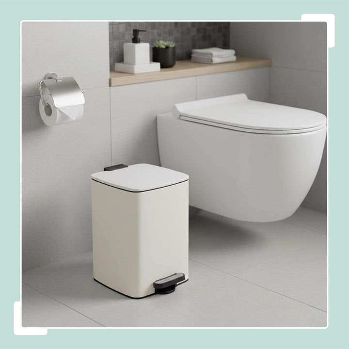 Relaxdays Mülleimer Küche, 12 Liter, Absenkautomatik, entnehmbarer Inneneimer, Mattes Metall, eckige