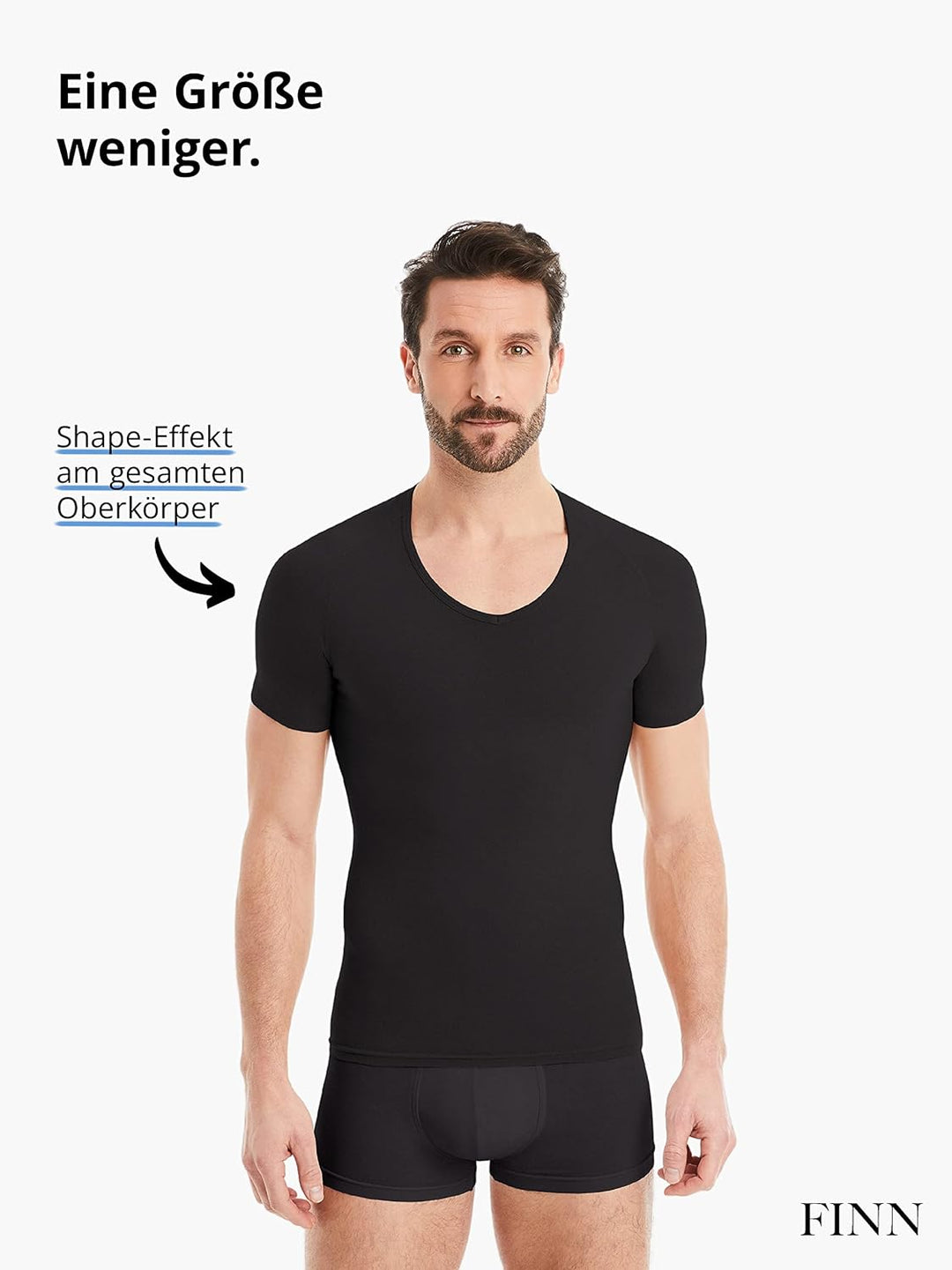 FINN figurformendes Kompressions-Unterhemd Herren - Shapewear Kurzarm Shirt mit Bauch-Weg Effekt - B