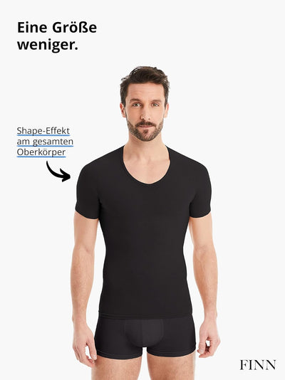 FINN figurformendes Kompressions-Unterhemd Herren - Shapewear Kurzarm Shirt mit Bauch-Weg Effekt - B
