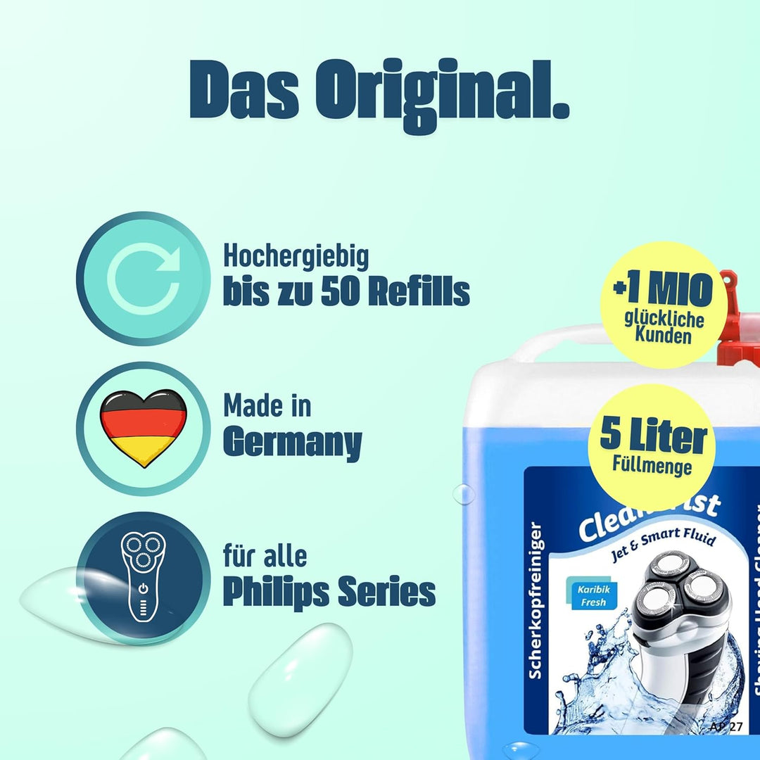 5 L Cleanerist Jet & Smart Fluid Reinigungsflüssigkeit Kompatibel-Ersatz mit Philips Rasierer mit Au