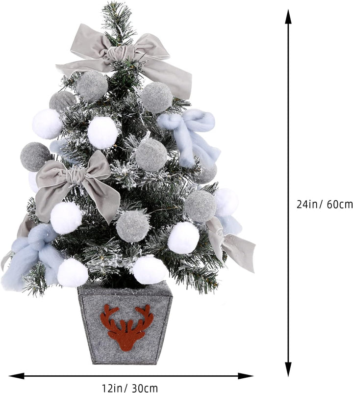 Weihnachtsbaum Künstlich, 60 cm Esstisch Schnee Fallender Weihnachtsbaum mit Weihnachtskugeln, Schle