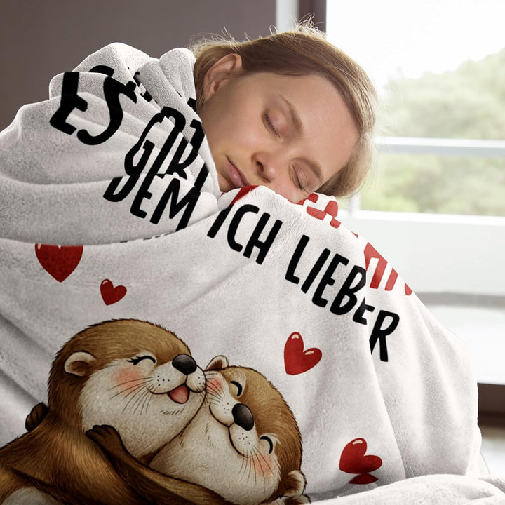 Jahrestag Geschenk für Ihn Sie, Ich Liebe Dich Geschenke für Frauen Männer, Süsse Otter Kuscheldecke