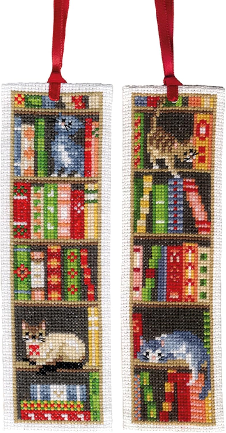 Vervaco PN-0187764 Lesezeichen Kreuzstich Set Zählmuster, Baumwolle, multifarbig, 6x20cm, 2 Anzahl