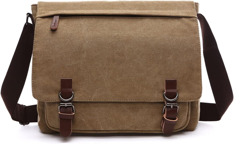 FANDARE Retro Umhängetasche Herren Segeltuch Arbeitstasche Messenger Bag Schultertasche passen 12,9-