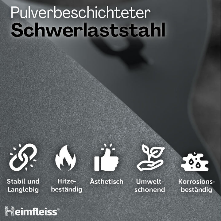 Heimfleiss® Kaminbesteck Grau Modern | Kaminzubehör mit Edelstahl Griffen | Ofenbesteck Kaminbesteck