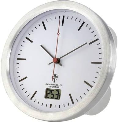 Renkforce E1003R Funk Wanduhr 17 cm x 6 cm Silber Badezimmer-/Feuchtraum geeignet