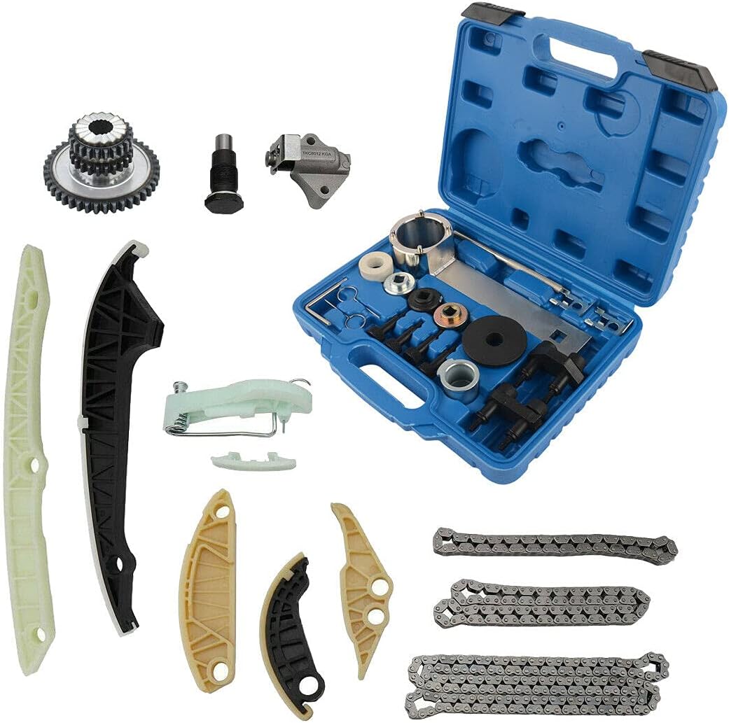 Flynsu Steuerkettensatz mit Einstellwerkzeug Ersatz für Aud1 V-W Se-at Sk0da 1.8 2.0 TFSI TSI 06H109