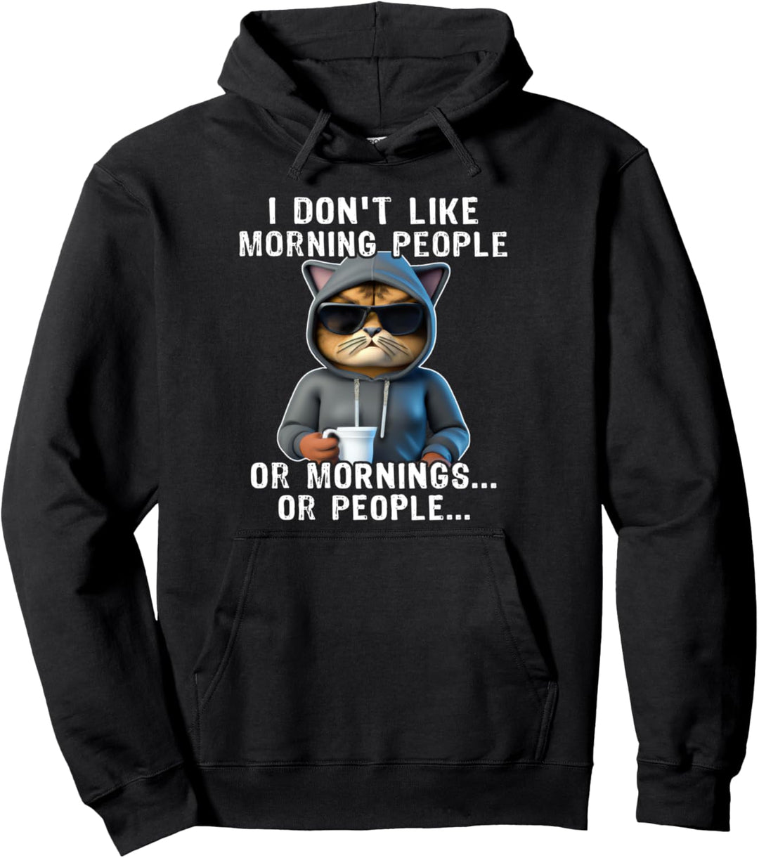 Kaffee Katze Kaffeetrinker Morning People Coffee Cat Pullover Hoodie