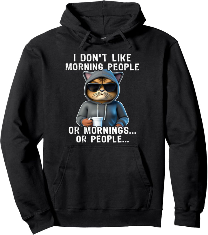 Kaffee Katze Kaffeetrinker Morning People Coffee Cat Pullover Hoodie