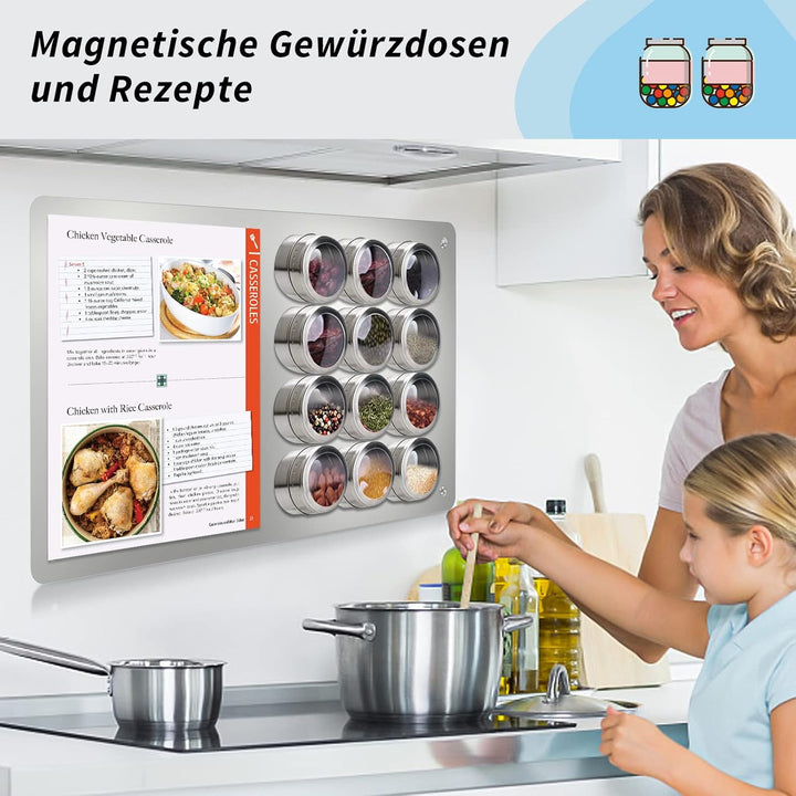 2 PACK 43.5 x 30 cm Edelstahl Metall Magnettafel - Magnetwand zum Anzeigen von Magnetbuchstaben, Zah