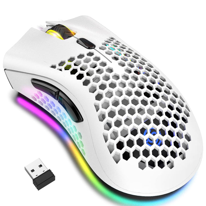 Bluetooth Gaming Maus, Light Honeycomb Maus mit RGB Hintergrundbeleuchtung, einstellbare DPI, Blueto