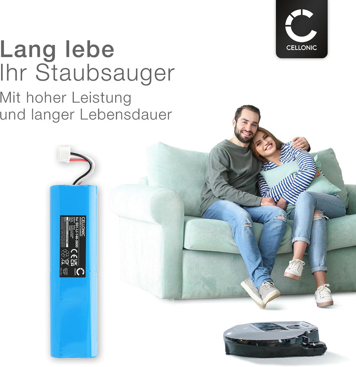 CELLONIC Akku kompatibel mit ECOVACS Deebot DG31, DG36, DN56, N5, 10002743 1x Akku 3400mAh, 1x Akku
