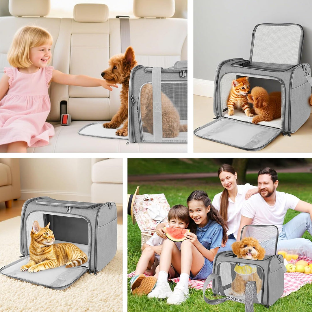 Transporttasche Katze und Hund, 45x30x30 cm Transportbox Katze, Katzentransporttasche Faltbar und At
