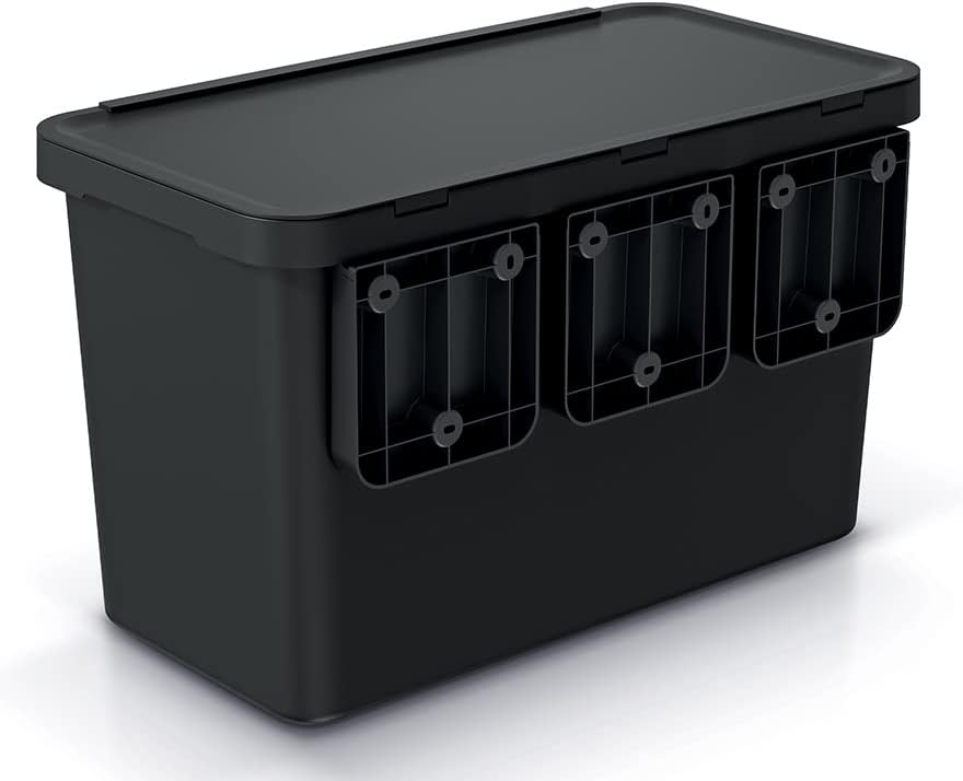 BirnePower Mülleimer 3er Set 3x 10L Müllbehälter Abfalleimer 30L Mülltrennsystem Müllsammler Set Ein