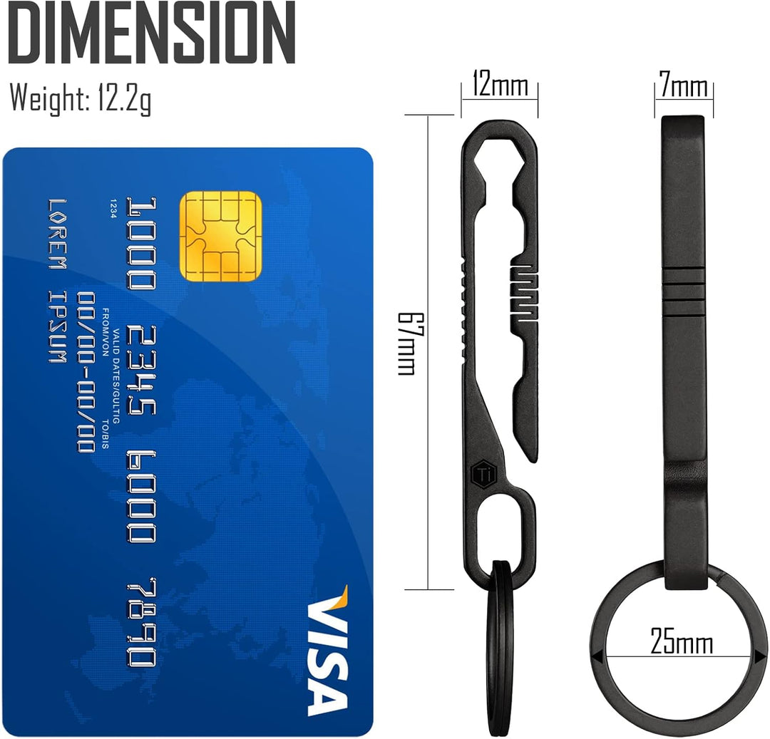 KeyUnity KM07 Titan-Schlüsselanhänger, Taschenclip, 2-in-1-Schlüsselringhalter für Gürtel mit Sechsk
