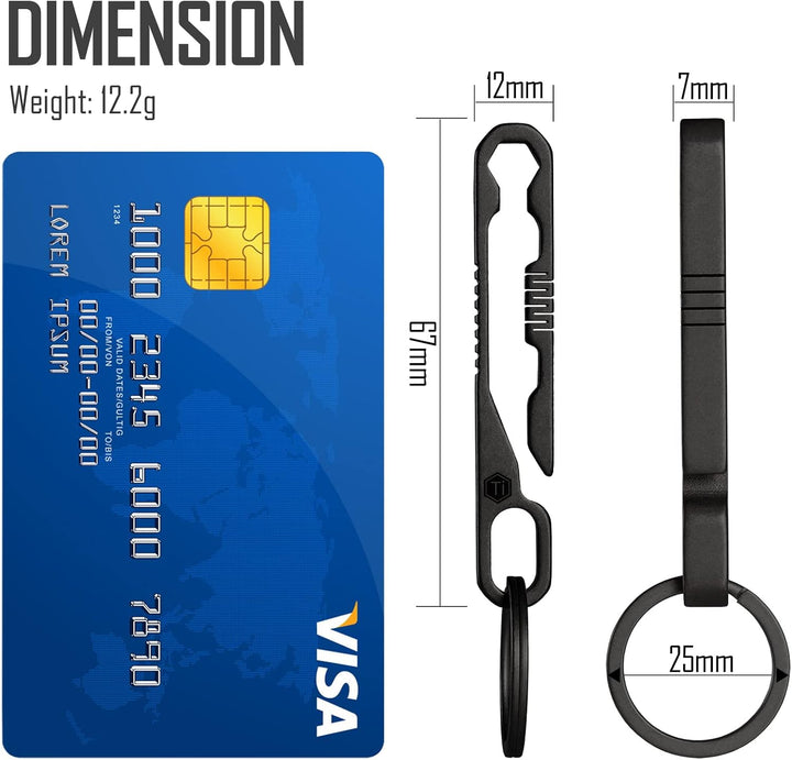 KeyUnity KM07 Titan-Schlüsselanhänger, Taschenclip, 2-in-1-Schlüsselringhalter für Gürtel mit Sechsk