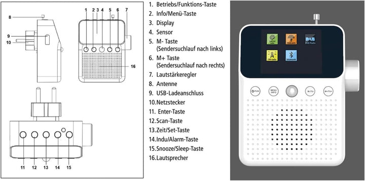 NEWTRO DAB STECKDOSENRADIO Color MIT BEWEGUNGSMELDER INKL. AKKU, portables Radio, ideales Badradio m