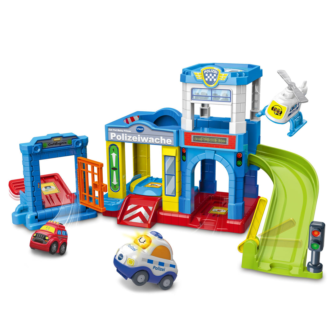 VTech Baby TUT TUT Baby Flitzer - Polizeiwache – Interaktives Spielset mit Polizeiauto, Musik, spann