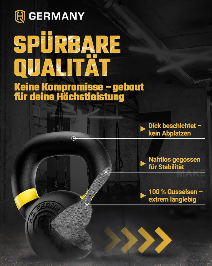 HQ Germany® Powdercoat Kettlebell | Vollguss | 2-32kg | Starter-Sets | ±2,0% Gewichtstoleranz 04KG,