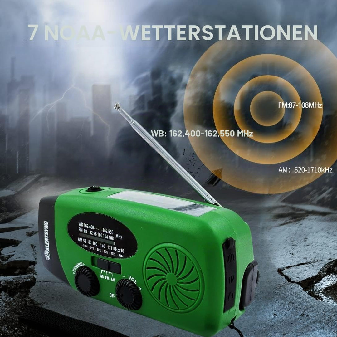 Notfall-Solarradio, tragbares Kurbelradio mit LED-Taschenlampe, wiederaufladbares 5000mAh-Netzteil,