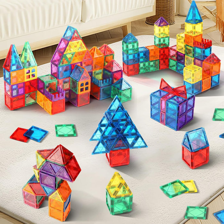 Magnetische Bausteine Kinderspielzeug 100 Teile STEM Magnetbausteine Bauspielzeug Magnet Spielzeug f