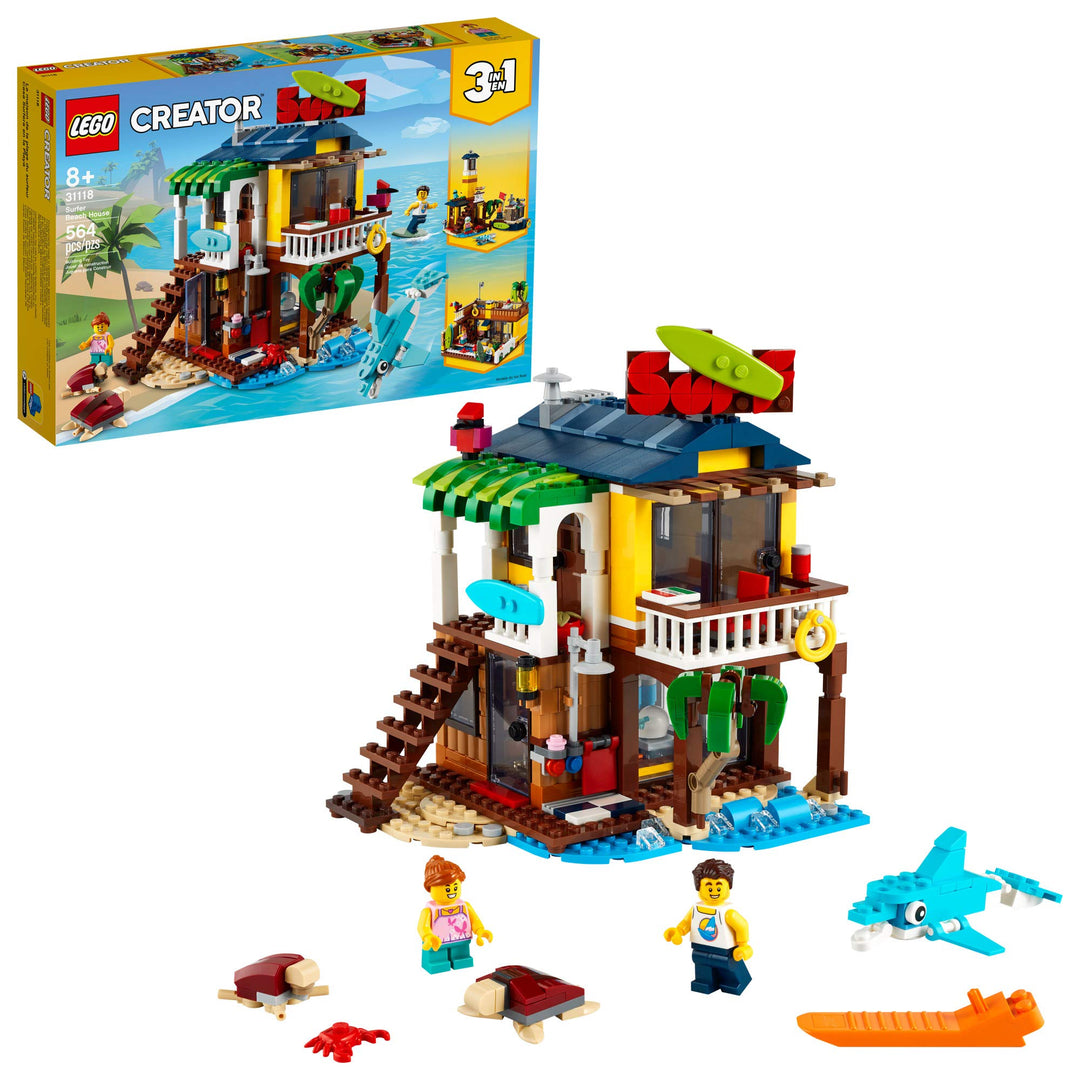 LEGO Creator 3in1 Surfer Beach House 31118 Building Kit Featuring Beach Hut and Animal Toys, New 202