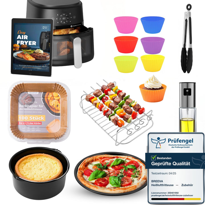 Das komplette Heissluftfritteuse Zubehör Set – 7-teilig für alle 4–8 L Fritteusen | Empfohlen vom Fr