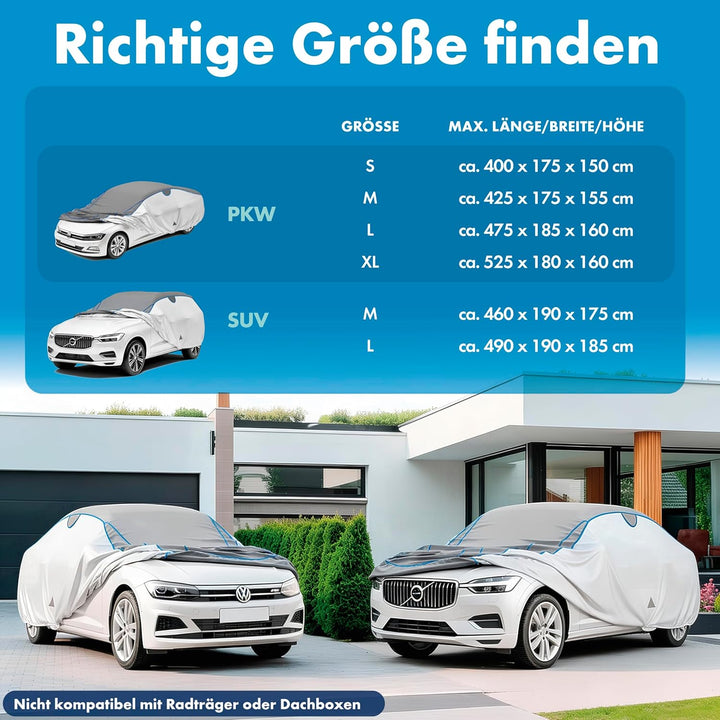 WALSER Hagelschutz Abdeckplane Auto, Hagelschutzplane Auto, Wasserabweisende Autoabdeckung, Outdoor