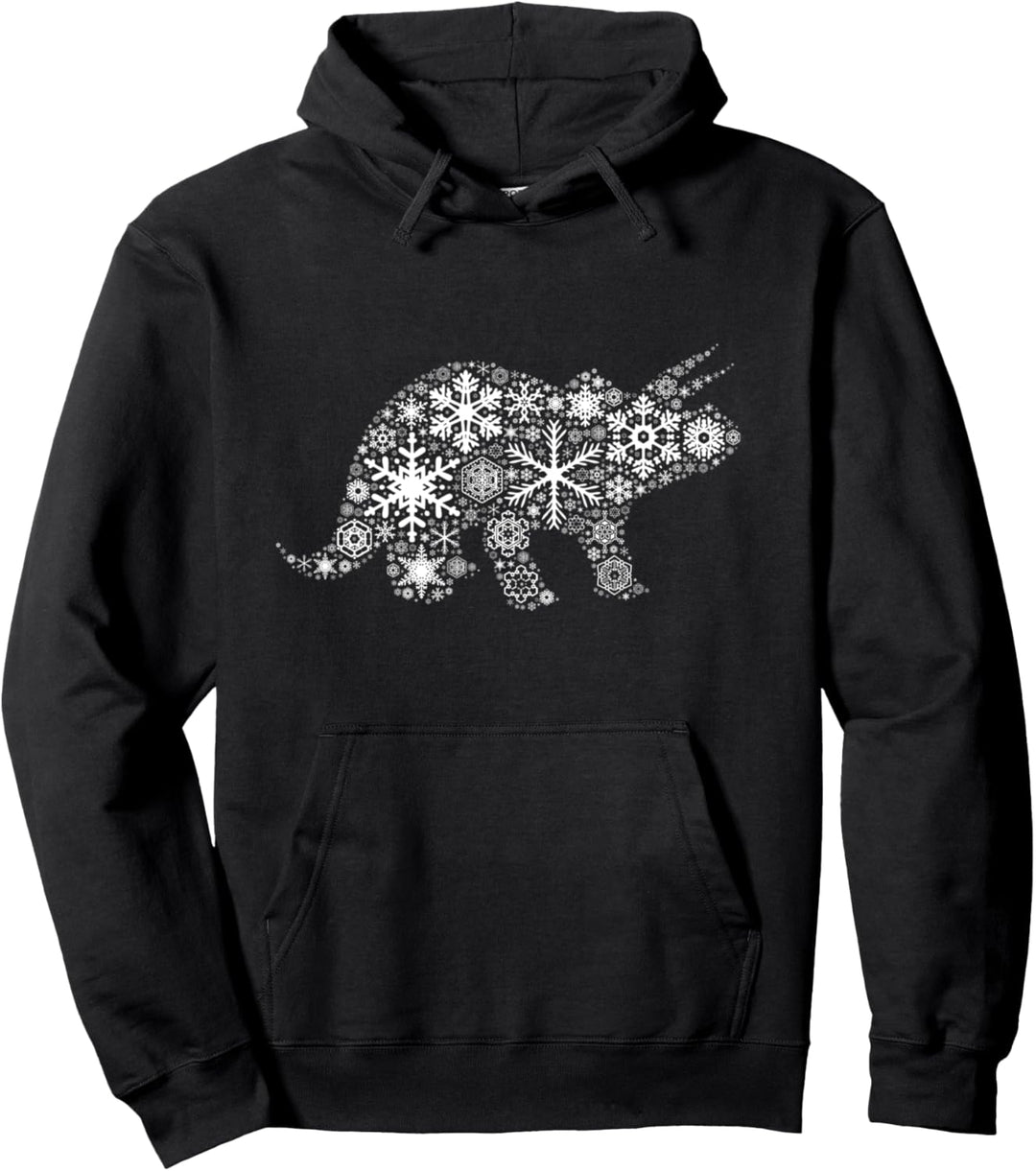 Weihnachts-Schneeflocke - Triceratops-Dinosaurier Pullover Hoodie