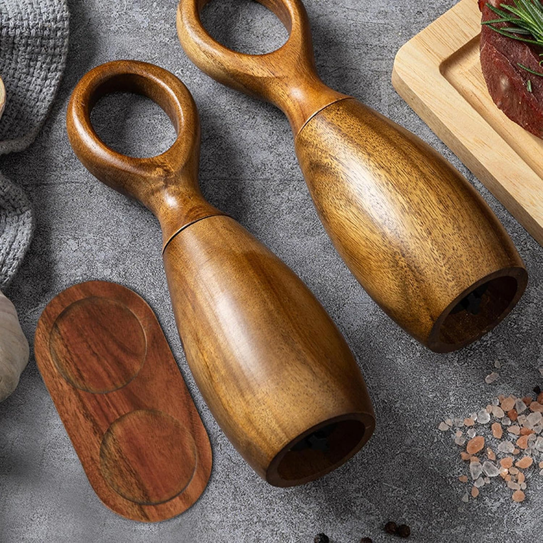 Holz Salz- Und Pfeffermühlen-Set 2er Holz, Manuelle Mahlgradverstellung