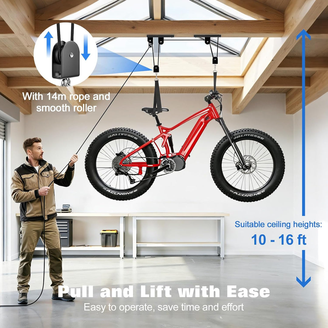 Housolution Fahrradheber, [2 Pack] Hebezugsystem mit 88Lbs Tragkraft, passend für 3-4,9m hohe Decken