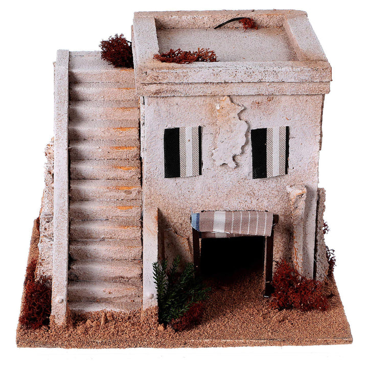 Holyart Miniatur-Verkaufsstände, Häuser und -Brunnen für Krippen: Arabisches Haus mit Treppe für Kri