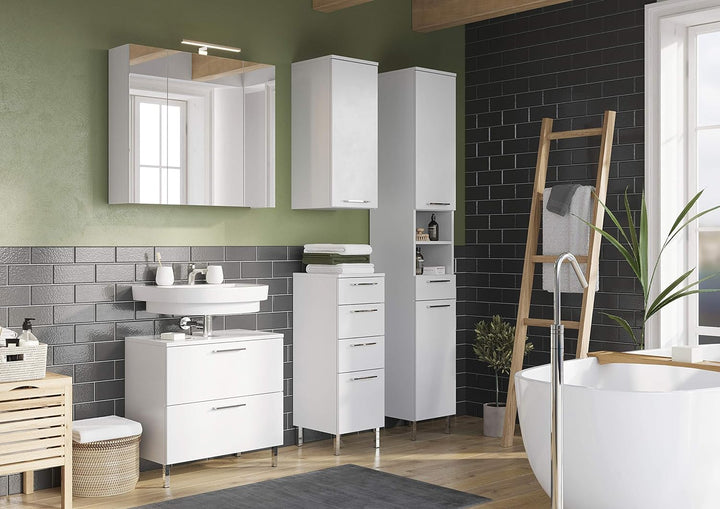 Germania Unterschrank 8297-84 GW-Arvada, in weiss, mit Vier Schubkästen, 30x86x35 cm (BxHxT) Untersc
