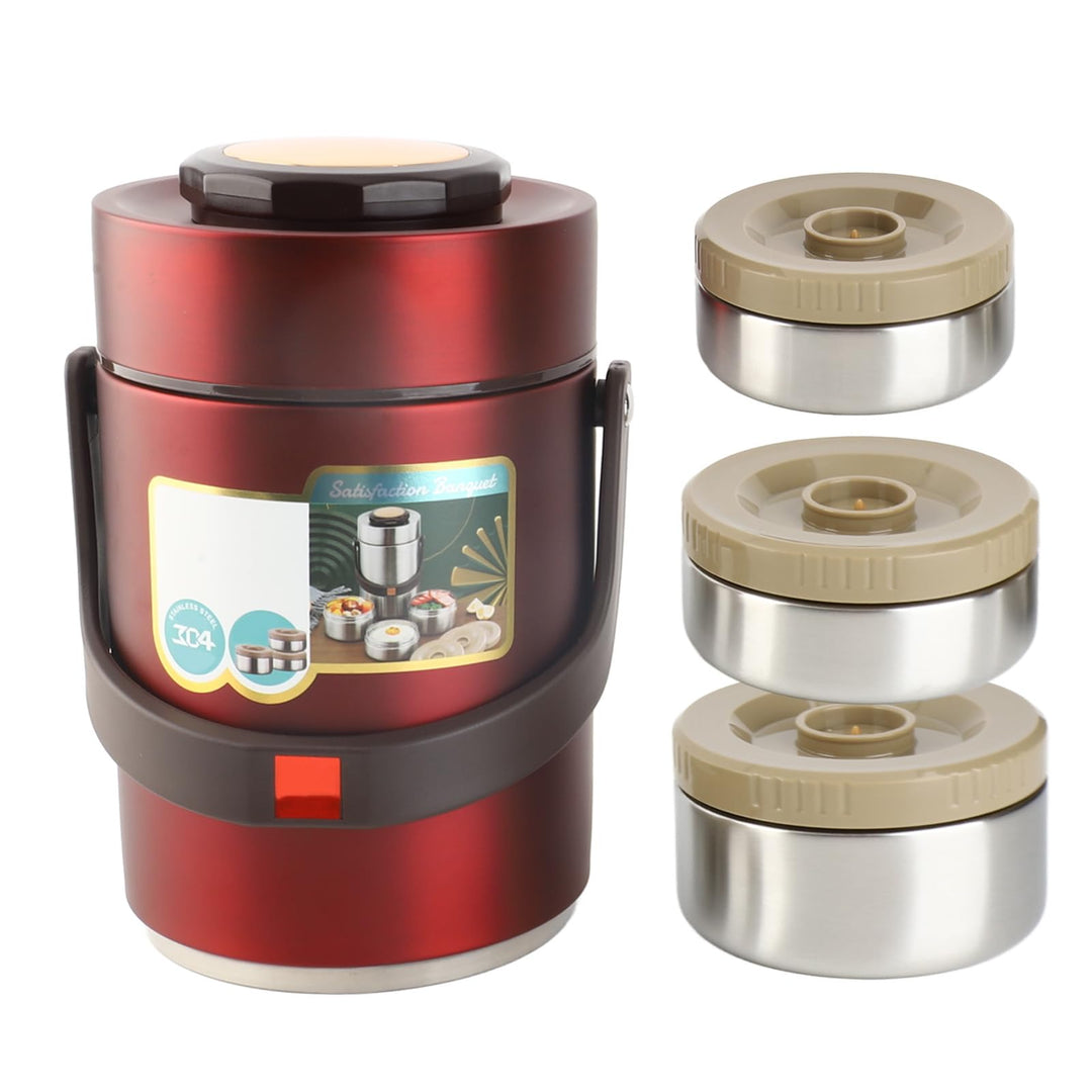 BuyWeek Thermobehälter für Essen, 2000ml Isolierte Lunchbox Edelstahl Warmhaltebehälter Tragbare 3 S